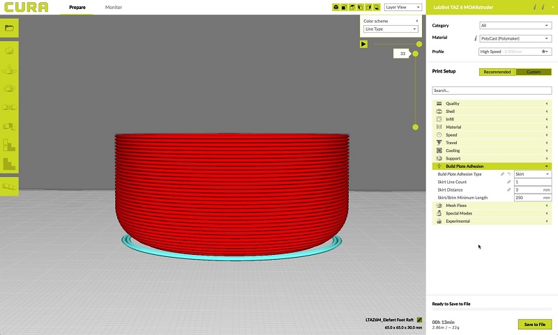 Adhesion Skirt Base Support